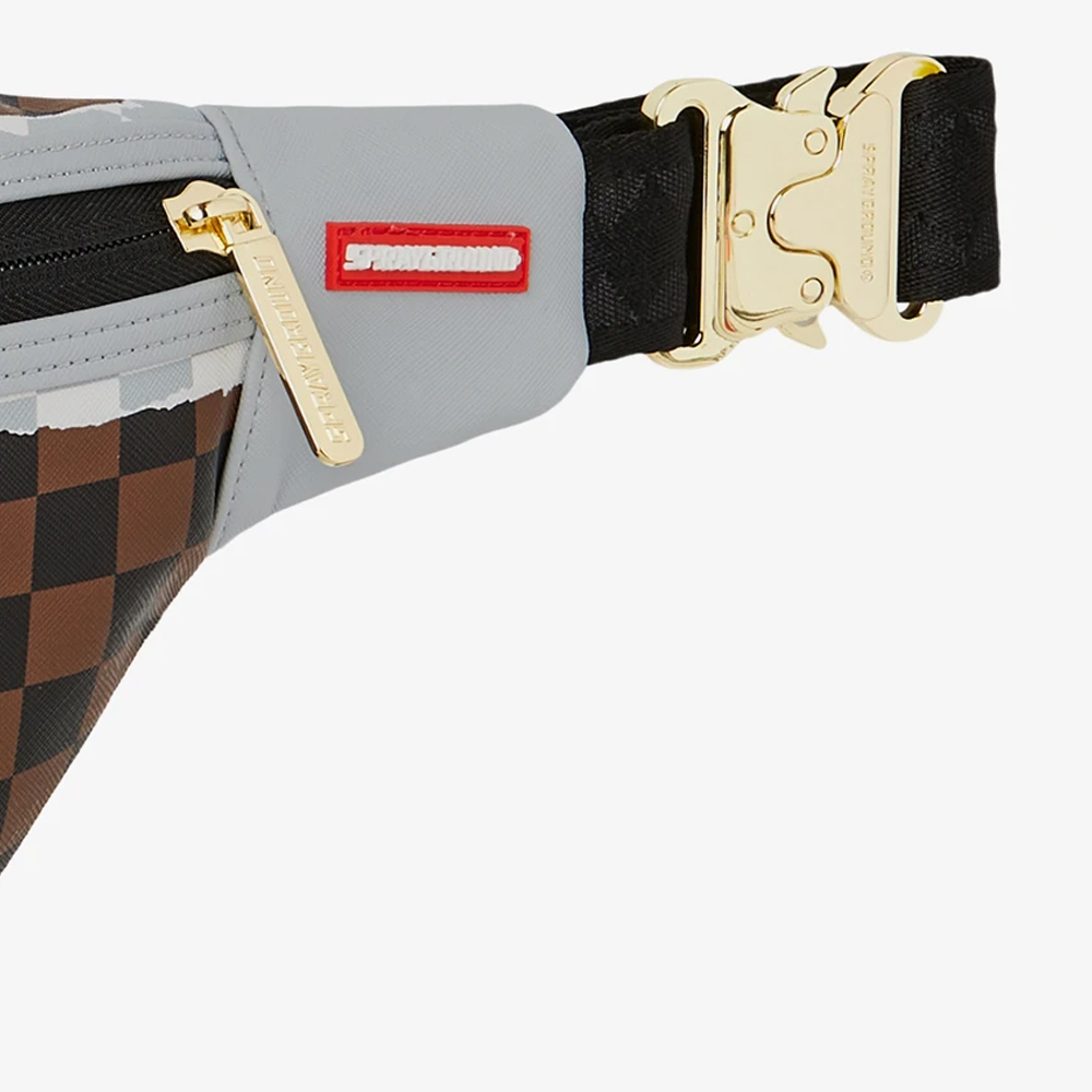 SPRAYGROUND Cream And Brown Tear Check Savvy Crossbody Unisex Τσαντάκι Μέσης - 4